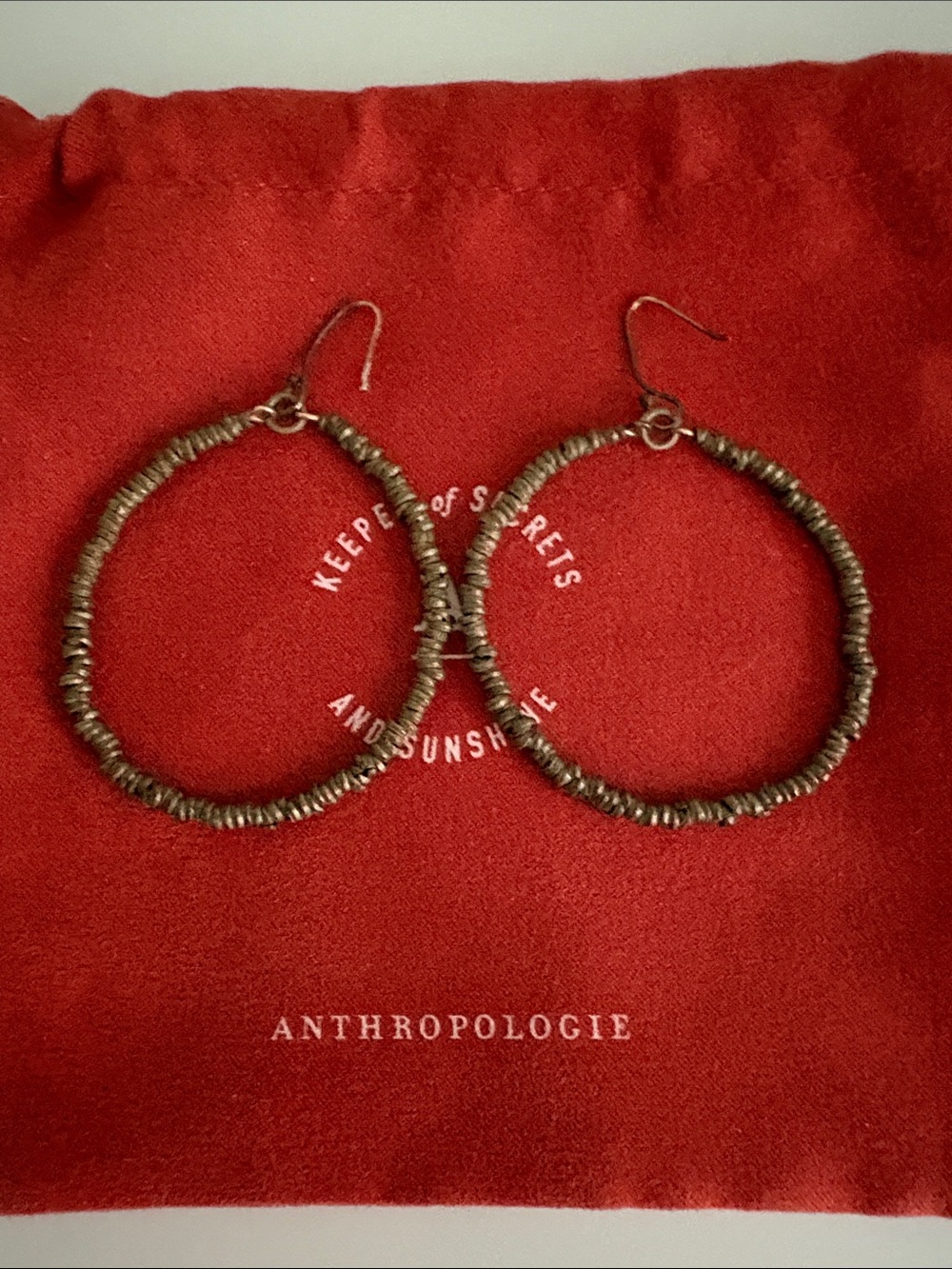 NWOT Anthropologie Textured Large Bronze Hoop Earrings